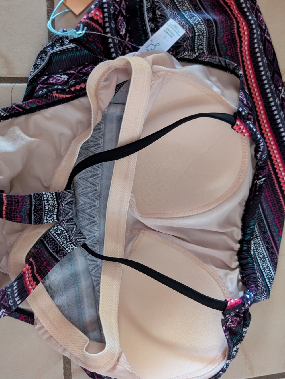 NWT Kona Sol Striped Tribal Print Tankini - Picture 6 of 6